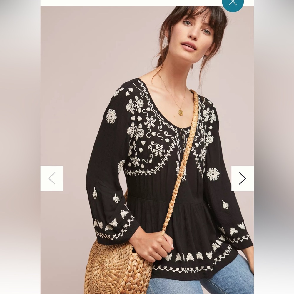 Anthropologie Gardiner Henley Blouse by Meadow Rue